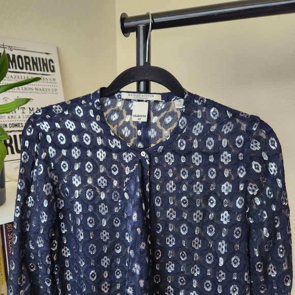 Maison Scotch & Soda Silk Metallic Long Sleeve Button Down Shirt - Picture 3 of 5